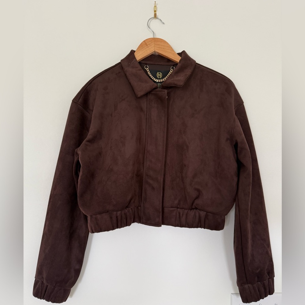 House of Harlow 1960 Brown Faux Suede Crop Women’s Jacket - Size Small